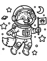 Fox Astronaut Floating in Space Coloring Page By Mindset Flow