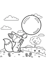 Fox Blowing a Gigantic Bubble Coloring Page by Mindset Flow