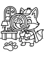 Fox Detective with Magnifying Glass Coloring Page By Mindset Flow