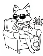 Fox Wearing Scarf and Sunglasses Coloring Page by Mindset Flow