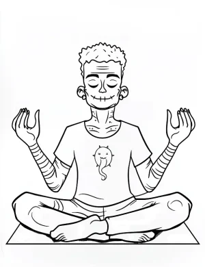 Frankenstein Doing Yoga Coloring Page by Mindset Flow