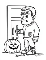 Frankenstein Monster Carving Pumpkin Halloween Coloring Page by Mindset Flow