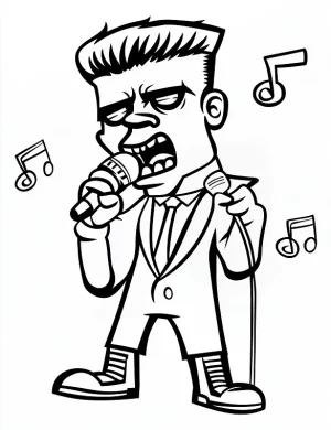 Frankenstein Singing Halloween Coloring Page by Mindset Flow