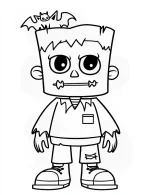 Frankenstein with Bat Halloween Coloring Page by Mindset Flow