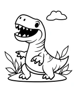 Friendly Cartoon Tyrannosaurus Rex Dinosaur Coloring Page