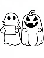Friendly Ghost and Pumpkin Halloween Coloring Page by Mindset Flow