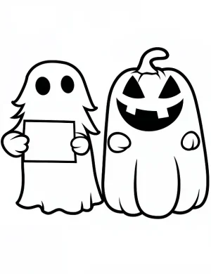 Friendly Ghost and Pumpkin Halloween Coloring Page by Mindset Flow