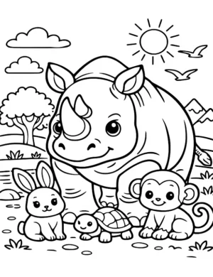 Friendly Jungle Pals Coloring Page By Mindset Flow