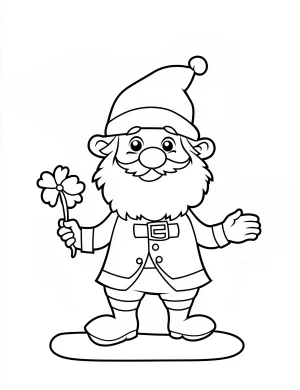 Friendly Leprechaun Holding Shamrock Coloring Page