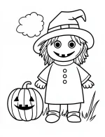 Friendly Witch with Pumpkin Halloween Coloring Page by Mindset Flow