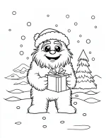 Friendly Yeti Holding Christmas Gift Coloring Page By Mindset Flow
