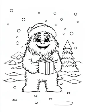 Friendly Yeti Holding Christmas Gift Coloring Page By Mindset Flow