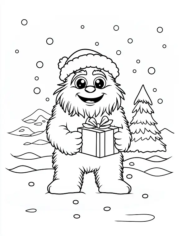 Friendly Yeti Holding Christmas Gift Coloring Page By Mindset Flow Friendly Yeti Holding Christmas Gift Coloring Page By Mindset Flow