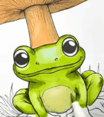 Frog Under Mushroom Printable Coloring Page How to Video