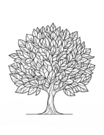 Full Canopy Tree with Dense Leaves Printable Coloring Page