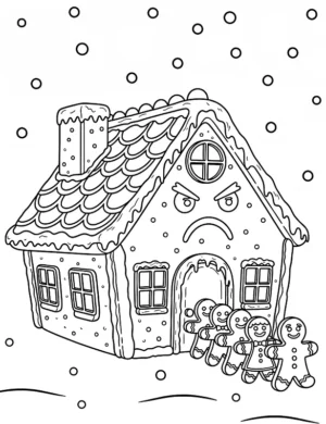 Funny Grumpy Gingerbread House Coloring Page By Mindset Flow