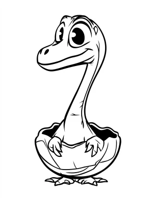 Funny Long Neck Dinosaur Hatching from Egg Coloring Page