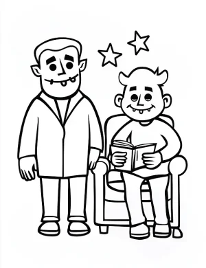 Funny Monster Friends Halloween Coloring Page by Mindset Flow