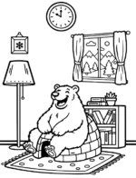 Funny Polar Bear Igloo Coloring Page By Mindset Flow