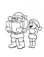 Funny Santa Stuck in a Box with Elf Coloring Page By Mindset Flow