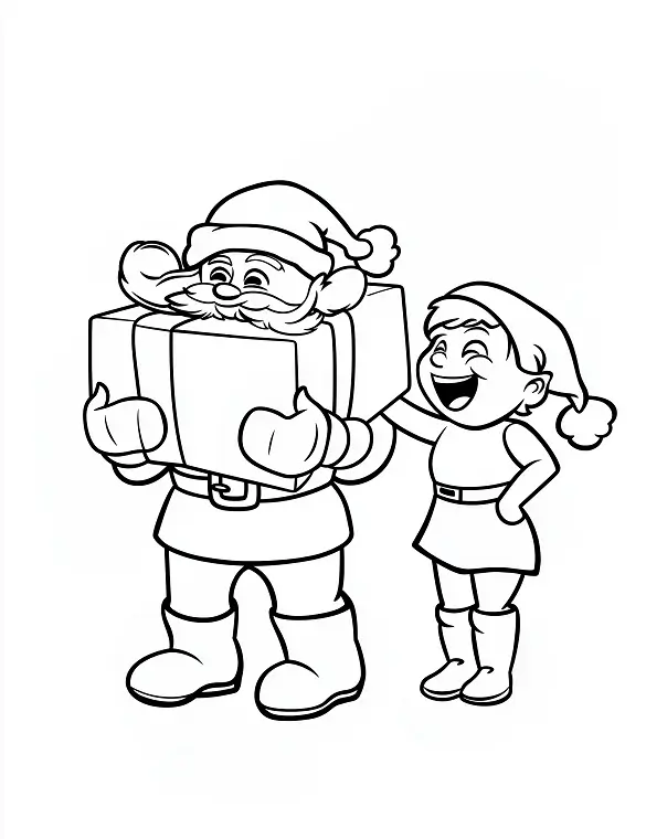 Funny Santa Stuck in a Box with Elf Coloring Page By Mindset Flow Funny Santa Stuck in a Box with Elf Coloring Page By Mindset Flow