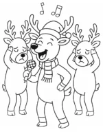 Funny Singing Reindeer Christmas Coloring Page By Mindset Flow