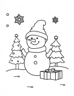 Funny Snowman Decorated Christmas Tree Holiday Coloring Page By Mindset Flow