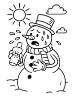 Funny Snowman Using Sunscreen Coloring Page By Mindset Flow