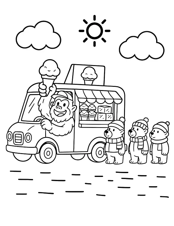Funny Yeti Serving Ice Cream Christmas Coloring Page By Mindset Flow Funny Yeti Serving Ice Cream Christmas Coloring Page By Mindset Flow