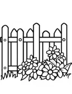 Garden Scene with Plumerias Flowers Coloring Page
