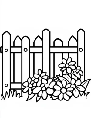 Garden Scene with Plumerias Flowers Coloring Page
