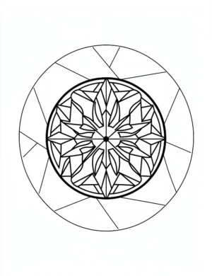 Geometric Abstract Mandala Circular Pattern Symmetrical Lines Coloring Page by Mindset Flow