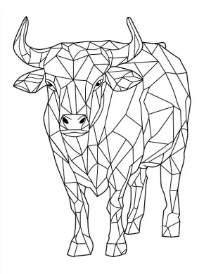 Geometric Buffalo Mandala Outline Coloring Page by Mindset Flow