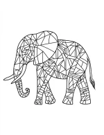 Geometric Elephant with Abstract Patterns and Bold Lines Coloring Page by Mindset Flow