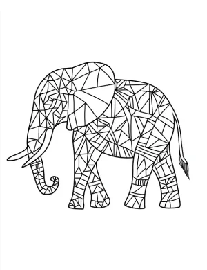 Geometric Elephant with Abstract Patterns and Bold Lines Coloring Page by Mindset Flow