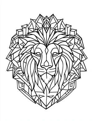 Geometric Lion Face Coloring Page by Mindset Flow