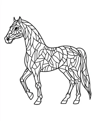 Geometric Mandala Horse Design Coloring Page by Mindset Flow