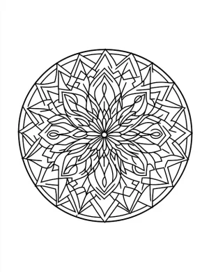 Geometric Mandala with Intricate Radial Design Coloring Page by Mindset Flow