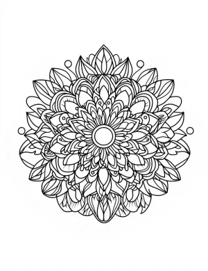Geometric Mandala with Symmetrical Patterns and Intricate Shapes Coloring Page by Mindset Flow