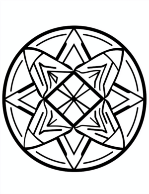 Geometric Star Mandala Circular Symmetrical Pattern Coloring Page by Mindset Flow