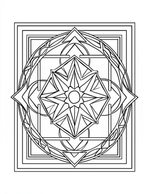 Geometric Star Pattern Coloring Page by Mindset Flow