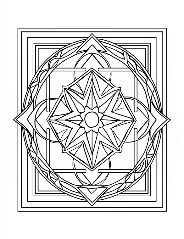 Geometric Star Pattern Coloring Page by Mindset Flow Geometric Star Pattern Coloring Page by Mindset Flow