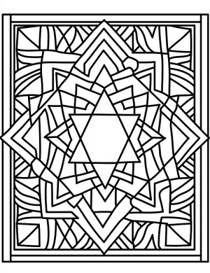 Geometric Star of David Christmas Coloring Page by Mindset Flow