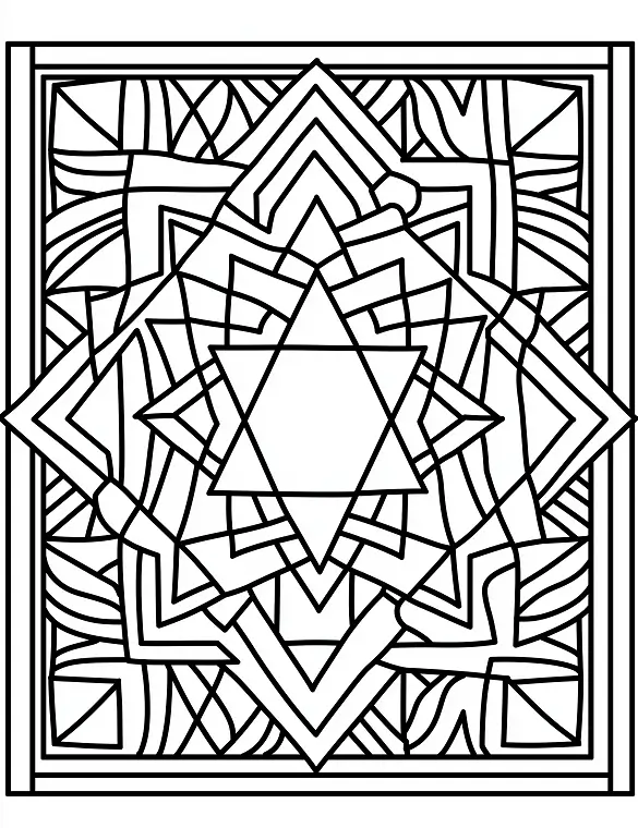Geometric Star of David Christmas Coloring Page by Mindset Flow Geometric Star of David Christmas Coloring Page by Mindset Flow