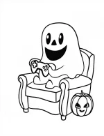 Ghost Playing Video Games Coloring Page by Mindset Flow