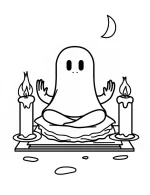 Ghost Sitting Cross-Legged In a Peaceful Meditation Pose Coloring Page by Mindset Flow