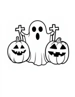 Ghost Surrounded by Jack-o'-Lanterns Halloween Coloring Page by Mindset Flow