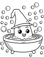 Ghost in Bubble Bath Halloween Coloring Page By Mindset Flow