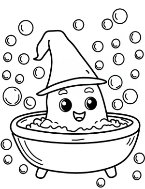 Ghost in Bubble Bath Halloween Coloring Page By Mindset Flow