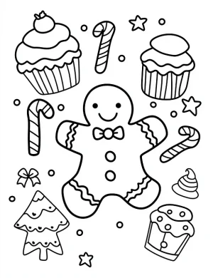 Gingerbread Man Candy Canes Christmas Coloring Page By Mindset Flow